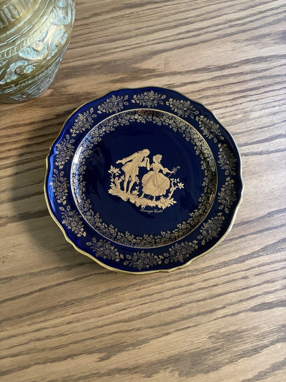 Vintage Limoges 22k Castel Cobalt Blue and Gold 9.5” Porcelain Plate France